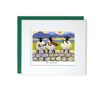 "Bl-ewe-Grass" Mounted Greeting Card by Thomas Joseph - Blues Music Sheep Band