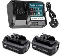BL1021B 2,0Ah, Replace For 12V makita Battery With Charger DC10WD (2xBL1021B+Charger)