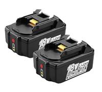 BL1850B 18 V 5.0 Ah Replacement Charging Battery for Makita 18 Volt LXT with Power Indicator Power Tool Battery BL1860B BL1850 BL1840B BL1840 BL1830 BL1815B BL1815, Pack of 2 Piece