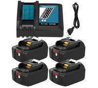 BL1850B Replacement Battery for Makit-a Battery 18V 5Ah + Double Port Charger DC18RD BL1860B BL1860 BL1850 BL1840 BL1830 LXT-400 with LED Tool Battery (White)