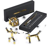 Bl4ckPrint Fidget Magnetic Pen (13 Rings, 12 Balls), Gravity Pen, Interchangeable Refill, Stylus Pen for Touchscreens, Magnetic Ballpoint Pen as a Gift for Men, Gold