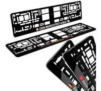 Bl4ckPrint Number Plate Holder Personalised with Desired Text and Emojis - Pack of 2 Number Plate Frames for Car - Weatherproof - Number Plate Holder - Car Number Plate Holder