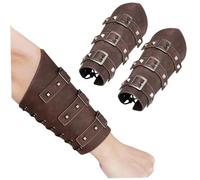 Blablablalu 1 Pair Arm Guards, Faux PU Leather Bracers One Size Buckle Armor Adjustable Medieval Armor, Vintage Viking for Role Play Cosplay Leather