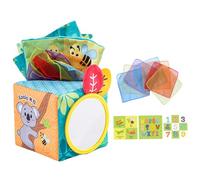 Blablablalu 1 Set Baby Tissue Box Toy, Animal Themed Educational Montessori Sensory Toys with 6Pcs Silk Scarfs & 3Pcs Crinkle Papers Soft Stuffed Tissue Box Toy for Infant Toddlers