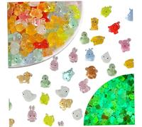 Blablablalu 100 Pcs Luminous Mini Resin Animals Cute Cartoon 3D DIY Glow in the Dark Mini Resin Animals Bulk for Miniature Fairy Garden Accessories Micro Landscape, Mixed Style RandomMini