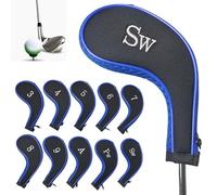 Blablablalu 10Pcs Golf Iron Head Covers, Waterproof Golf Club Head Covers with Zipper and Embroidered Numbers, Club Heads Protector, Blue