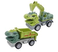 Blablablalu 2Pcs Sand Toys, Dinosaur Construction Toys Include Excavator & Dump Truck, Simulation and Reversible Toy Cars for Kids GiftToy Construction Vehicles