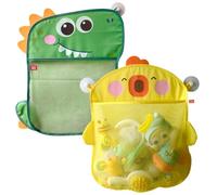 Blablablalu 2Pcs Toy Net for Bathtub Cute Cartoon Duck & Dinosaur Baby Bath Toy Holder Storage Net with Suction Cup Shower Caddy Solution for Kids