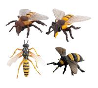 Blablablalu 4Pcs Honey Bee Set, PVC Realistic Bee Toy Educational Learning Toys Science Project, Cake Topper Animal Figurines for Kids Boys Girls Honey