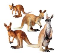 Blablablalu 4pcs Mini Animals Figures, PVC Kangaroo Baby Animal Toys, Educational Toys for Christmas, Birthday Gift