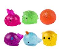 Blablablalu 6Pcs Stress Balls for Adult/Kids, Colorful Kawaii Animal Stress Squeeze Toy, Stretchy Ultra Soft Anxiety Relief Toys for Party Favor, School Rewards