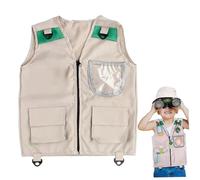 Blablablalu Kids Fishing Vest, Park Ranger Costume with Pockets & Hanging Loops, Role Play Zoo Keeper Costume for Kids Adventure, Large