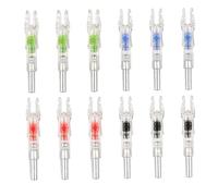 Blablablalu Lighted Nocks for Arrows 12Pcs 4 Color 1.81x0.35 Inch LED Lighted Arrow Nocks for 6.2mm ID Shaft, Battery Powered Arrow