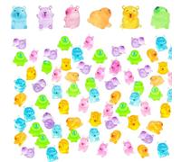 Blablablalu Mini Capybara Figures 100PCS 6 Color & Style Glow in the Dark Mini Capybara DIY Friendly Decorative Resin Animals for Micro Landscape, Dollhouse, Bonsai Figures