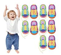 Blablablalu Shoe Tying Practice for Kids, 10PCS Colorful Tie Shoes Practice for Kids, Portable Early Educational Shoelace Threading Teaching Toys Learn to Tie Your Shoes for