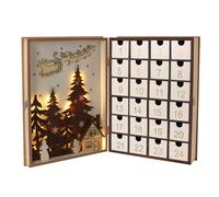 BLACICO Wooden Advent Calendar with Drawers, 24 Wood Drawers, Empty Boxes to Fill, Christmas Forest Countdown to Christmas Wooden LED Lighted, Decorative Fold Out Wood Advent Calendar for Kids