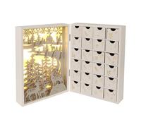 BLACICO Wooden Advent Calendar with Drawers, 24 Wood Drawers, Empty Boxes to Fill, Countdown to Christmas Wooden LED Lighted, Decorative Fold Out Wood Advent Calendar for Kids