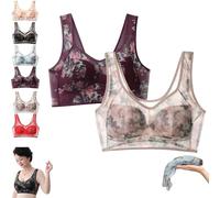 Blaciokamith Super Gather Bra, Women's Super Gather Everyday Bras,with Anti-Sagging Design and Breathable Mesh (UK, Alpha, L, Regular, Regular, Purple+Brown)