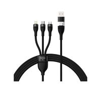 (Black, 1.2 m) Baseus 3 in 2 USB Type C Cable for iPhone 14 13 12 Pro 11 Charger Cable 100W 3 in 1 Cable forXiaomi Mi Macbook