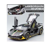 (black) 1:32 Lamborghini Aventador SVJ LP780-4 Super Sports Car Alloy Metal Diecast Model Car Sound & Light