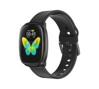 (Black) 1.3inch Full-touch Screen Heart Rate Blood Pressure O2 Monitor One-key Measurement Multi-sport Modes Weather Push Smart Watch
