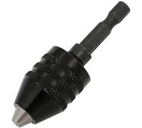 Black 1/4 Inch Hex Shank Keyless Drill Chuck Quick Change Adapter Converter Power Drill Parts Accessories (0.3-6.5mm)