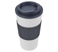 (Black, 1) 450ml Double Wall Drinking Cup Warm Coffee Tea Travel Reusable Mug Screw On Lid
