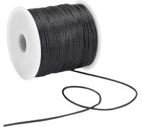 Black 1.5mm X 60 Yards Nylon Satin Cord Wind Chime Cords Replacement Necklace String for Bracelet Jewelry Making Macrame Waxed Cords Trim Cord Multi-Use Silk for Lanyards, Braided Beading Supplies