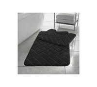 (Black, 1) Blocks Non- Slip Memory Foam Bath Mat/ Toilet Mat Set
