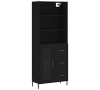 vidaXL Single 3 Drawer 3 Open Shelf Black Highboard - Size: 180 x 69.5 x 34cm - Wilko