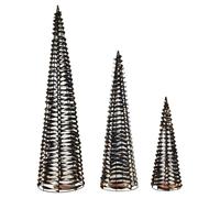 Urbn-Living Urbnliving 40/60/80Cm Height Black Christmas Tree Cone Pyramid Led Fairy Lights Tower Xmas Home Decoration Set Of 3