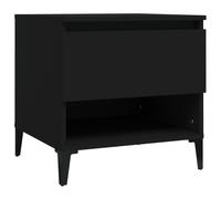 Side Table Black 50x46x50 cm Engineered Wood Metal 1 Drawer Industrial Matte UK