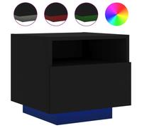 (black, 1 pcs) vidaXL Bedside Cabinets with LED Lights Nightstand Bed Cabinet Side Table