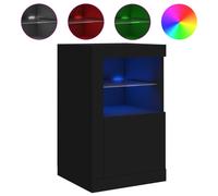 Vidaxl Side Cabinet With Led Lights Black Engineered Wood