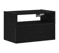 (black, 1 pcs) vidaXL Wall-mounted Bedside Cabinet Brown Oak 45x26x28.5 cm