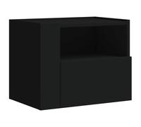 (black, 1 pcs) vidaXL Wall-mounted Bedside Cabinets Floating Cabinet Hanging Bed Cabinet