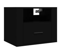 Vidaxl Wall-mounted Bedside Cabinet Bedroom Floating Bedside Wall Unit Floating Nightstand Wall Bedside Cabinet For Next To Bed Black 50X36X40 Cm, Black