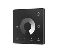 Black 1 Zone 2.4GHz RF Wireless Wall Mounted Touch Glass Panel Dimming Remote Control for Single Colour LED Strip Lights (CR2032 Battery)