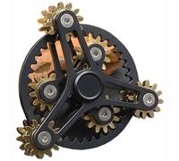 (black, 10.2x10.2x3.5cm) Pure Brass Fidget Spinner Gears Linkage Fidget Gyro Toy Metal DIY Hand Spinner with Multiple Premium Bearings (13 Bearings)