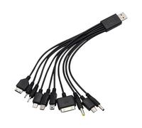 Black 10 in 1 Universal Phone Charger,Multi Charger Cable,Universal Charger with Multiple Heads,USB Charging Cable Compatible With Samsung Lg Huawei Zte And Sony Ericsson Nokia Psp USB
