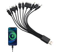 Black 10 in 1 Universal USB Cable, Multiple Charger Cable, Charging Cables for Multiple Devices, Universal Phone Charger Compatible with for iPhone,Samsung Galaxy,Huawei,Android,Psp Charging Cables