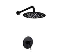 Black 10-Inch Rainfall Shower Head Set Concealed Bathroom Mixer Faucet System Portable Round Shower Luxury Spa Experience for Home Easy Installation