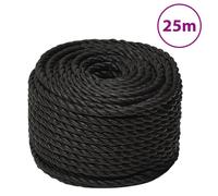 (black, 10 mm/ 25 m) vidaXL Twisted Rope Garden Workshop Line Work Rope Boat Rope Polypropylene