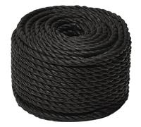 (black, 10 mm/ 50 m) vidaXL Twisted Rope Garden Workshop Line Work Rope Boat Rope Polypropylene