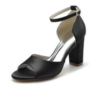 Black,10 UK,Women Peach Shoes High Heel Pumps Peep Toe Sandals Summer Ankle Strap Elegant Classic Shoes