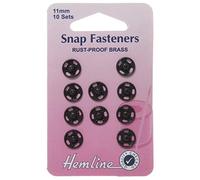 Black - 10 x 0.11cm / 11mm Rustproof Brass Press Studs Snap Fasteners **Free UK Delivery** Metal Snaps Heavy Duty Sew On Poppers Tich Rivet Sewing Hemline