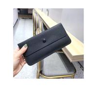 (Black) 100% Genuine Leather Women Long Wallet Luxury Soli