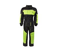 Black 100% Waterproof Hi Viz Two 2 Piece Rain Suit Motorcycle Motorbike Oversuit (hi-viz-oversuit-4XL)