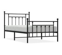 vidaXL Metal Bed Frame without Mattress with Footboard Black 100x190cm