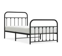 (black, 100 x 190 cm/with headboard & footboard) vidaXL Metal Bed Frame Bedroom Bed Base Bedstead Metal Matress Foundation